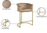 Donatella Velvet Upholstered Counter Stool — 700-C - Beige - 700Beige-C Infographic