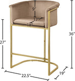 Donatella Velvet Upholstered Counter Stool — 700-C - Beige - 700Beige-C Dim