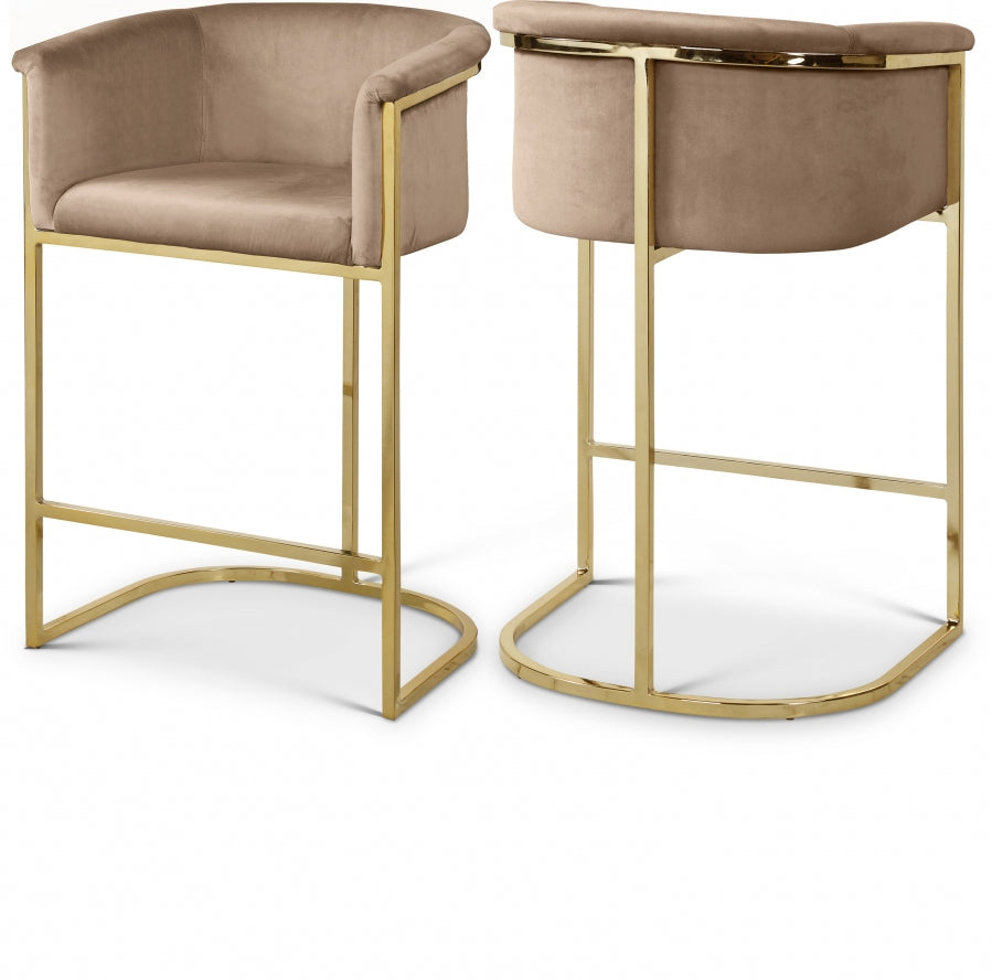 Donatella Velvet Upholstered Counter Stool — 700-C - Beige - 700Beige-C Double Chair
