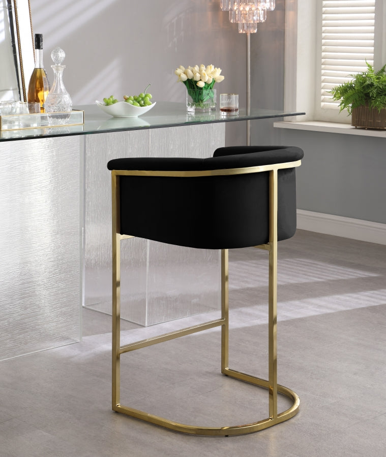 Donatella Velvet Upholstered Counter Stool — 700-C - Black - 700Black-C alternate view 3