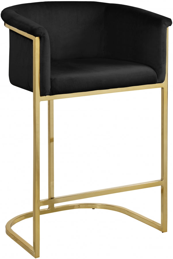 Donatella Velvet Upholstered Counter Stool — 700-C - Black - 700Black-C