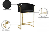 Donatella Velvet Upholstered Counter Stool — 700-C - Black - 700Black-C Infographic