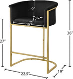 Donatella Velvet Upholstered Counter Stool — 700-C - Black - 700Black-C Dim