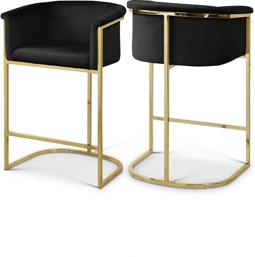 Donatella Velvet Upholstered Counter Stool — 700-C - Black - 700Black-C Double Chair