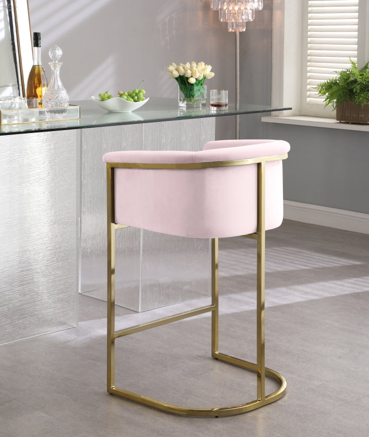 Donatella Velvet Upholstered Counter Stool — 700-C - Pink - 700Pink-C alternate view 3