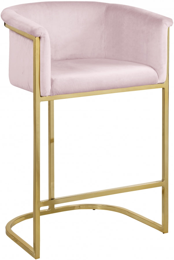 Donatella Velvet Upholstered Counter Stool — 700-C - Pink - 700Pink-C