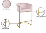 Donatella Velvet Upholstered Counter Stool — 700-C - Pink - 700Pink-C Infographic