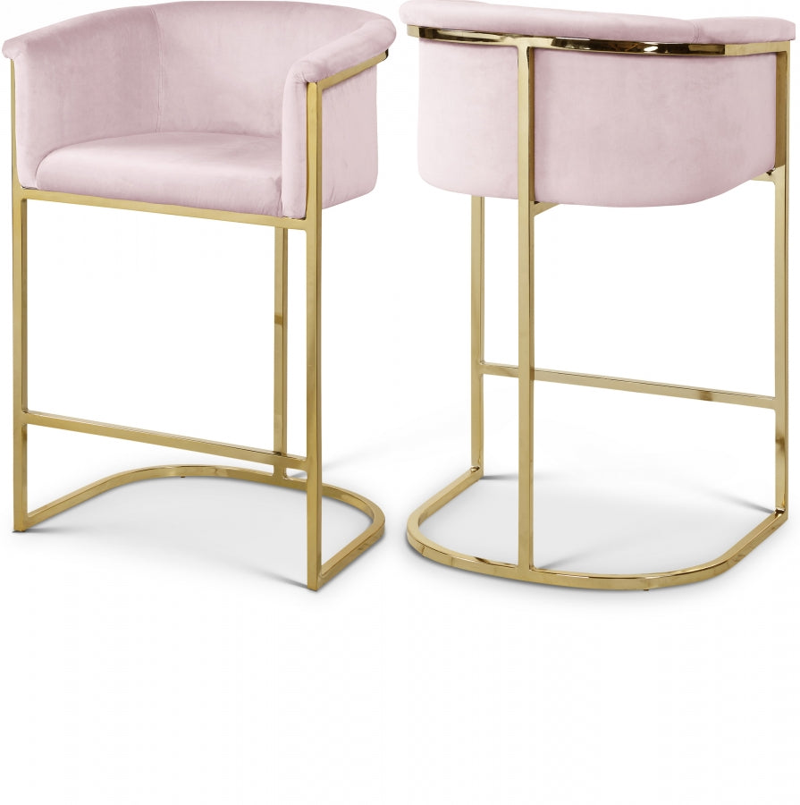 Donatella Velvet Upholstered Counter Stool — 700-C - Pink - 700Pink-C Double Chair
