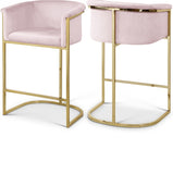 Donatella Velvet Upholstered Counter Stool — 700-C - Pink - 700Pink-C Double Chair