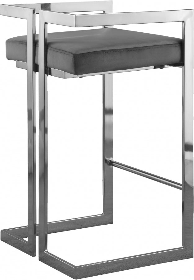 Ezra Velvet Upholstered Counter Stool — 909-C - Grey - 909Grey-C alternate view 2