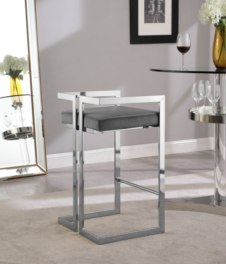 Ezra Velvet Upholstered Counter Stool — 909-C - Grey - 909Grey-C alternate view 4