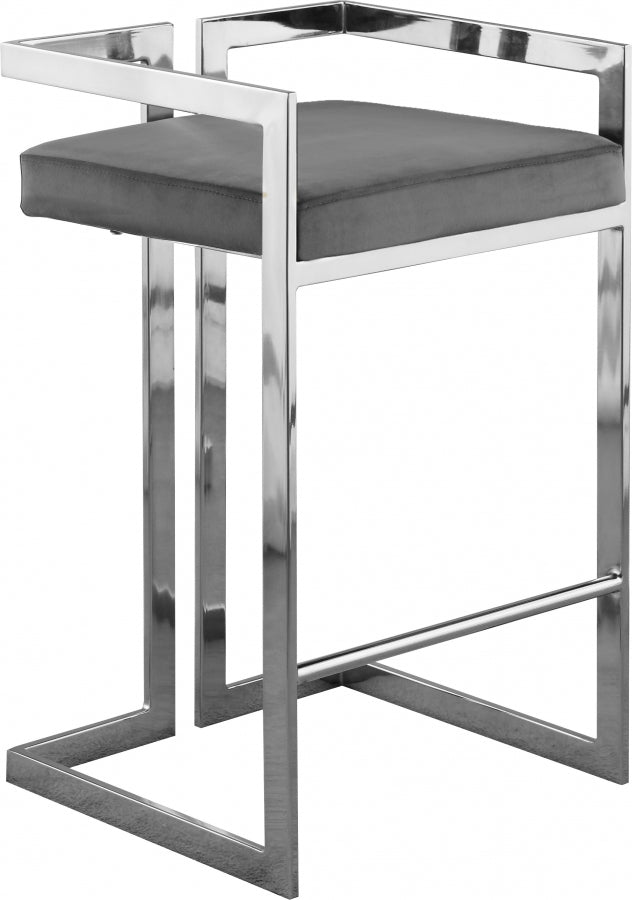 Ezra Velvet Upholstered Counter Stool — 909-C - Grey - 909Grey-C