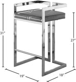 Ezra Velvet Upholstered Counter Stool — 909-C - Grey - 909Grey-C Dim