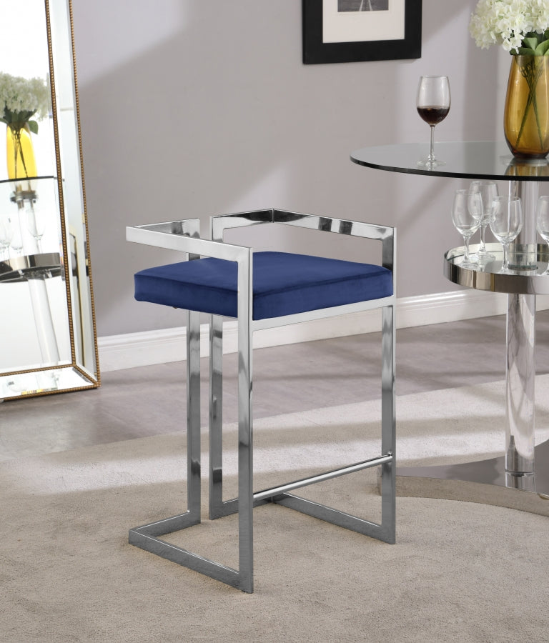 Ezra Velvet Upholstered Counter Stool — 909-C - Blue - 909Navy-C alternate view 1
