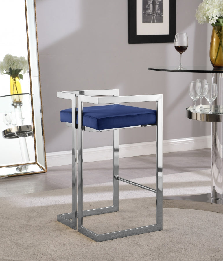 Ezra Velvet Upholstered Counter Stool — 909-C - Blue - 909Navy-C alternate view 4