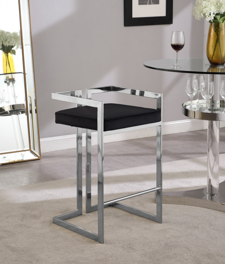 Ezra Velvet Upholstered Counter Stool — 909-C - Black - 909Black-C alternate view 1