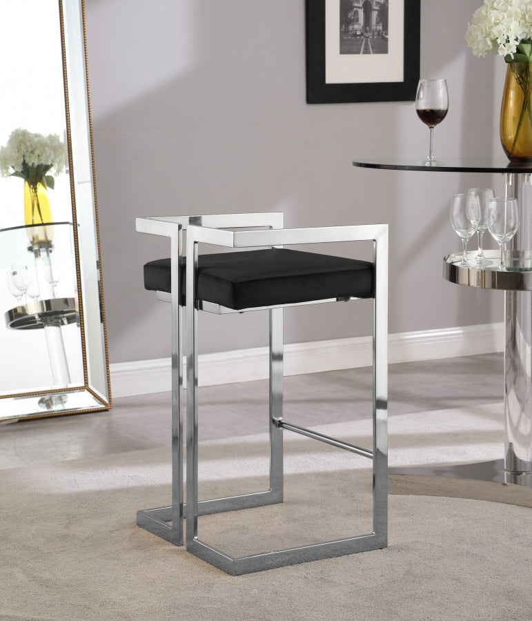 Ezra Velvet Upholstered Counter Stool — 909-C - Black - 909Black-C alternate view 4