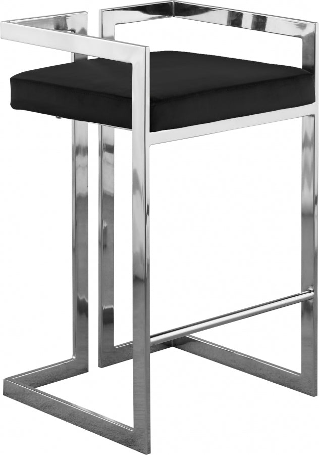 Ezra Velvet Upholstered Counter Stool — 909-C - Black - 909Black-C