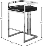Ezra Velvet Upholstered Counter Stool — 909-C - Black - 909Black-C Dim
