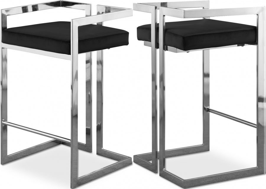 Ezra Velvet Upholstered Counter Stool — 909-C - Black - 909Black-C Double Chair
