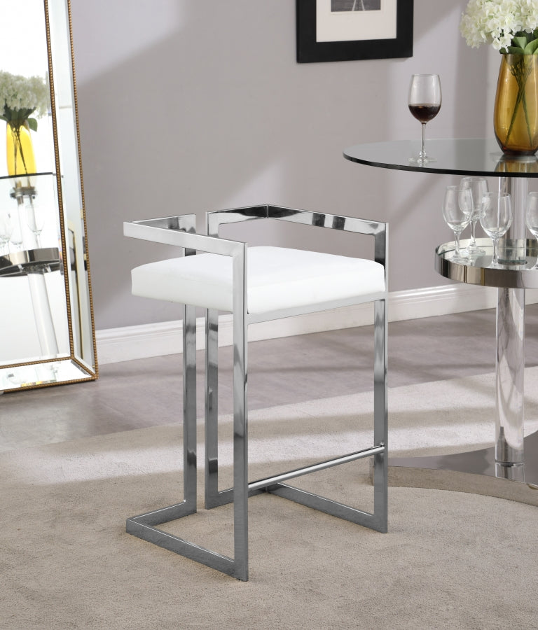 Ezra Vegan Leather Upholstered Counter Stool — 910-C - White - 910White-C alternate view 1