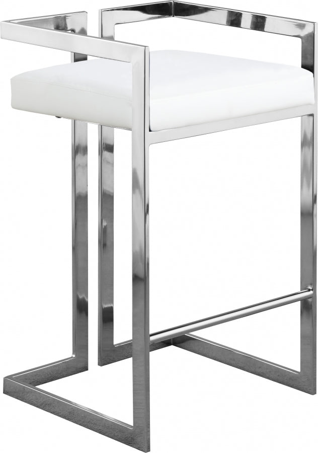 Ezra Vegan Leather Upholstered Counter Stool — 910-C - White - 910White-C