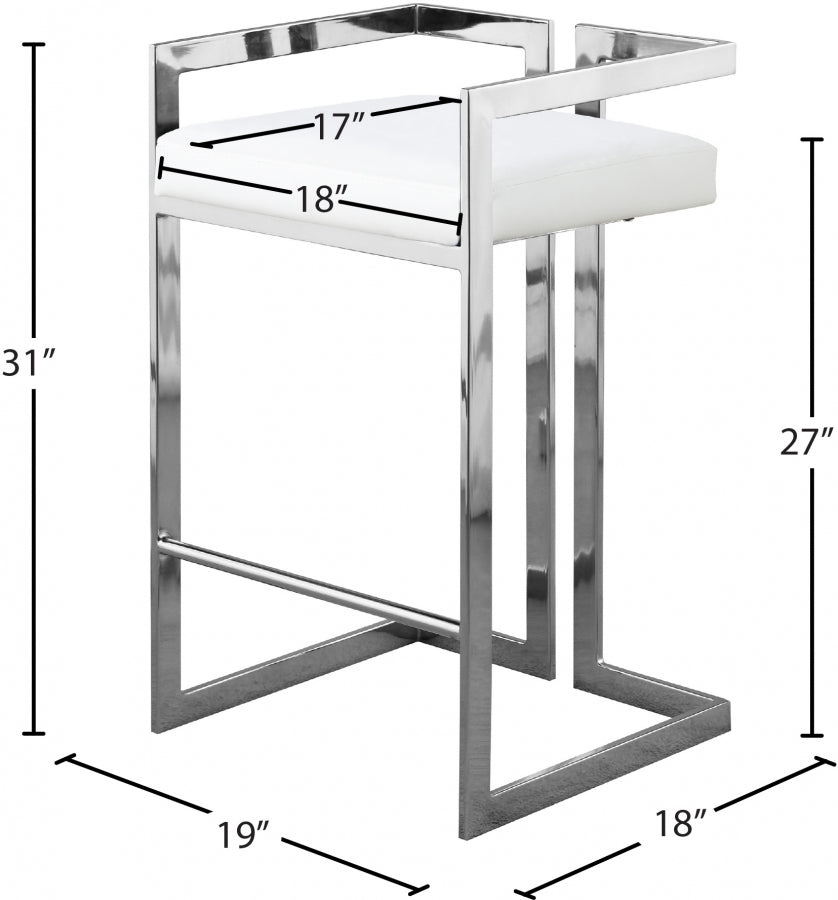 Ezra Vegan Leather Upholstered Counter Stool — 910-C - White - 910White-C Dim