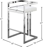 Ezra Vegan Leather Upholstered Counter Stool — 910-C - White - 910White-C Dim