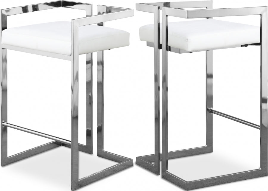 Ezra Vegan Leather Upholstered Counter Stool — 910-C - White - 910White-C Double Chair
