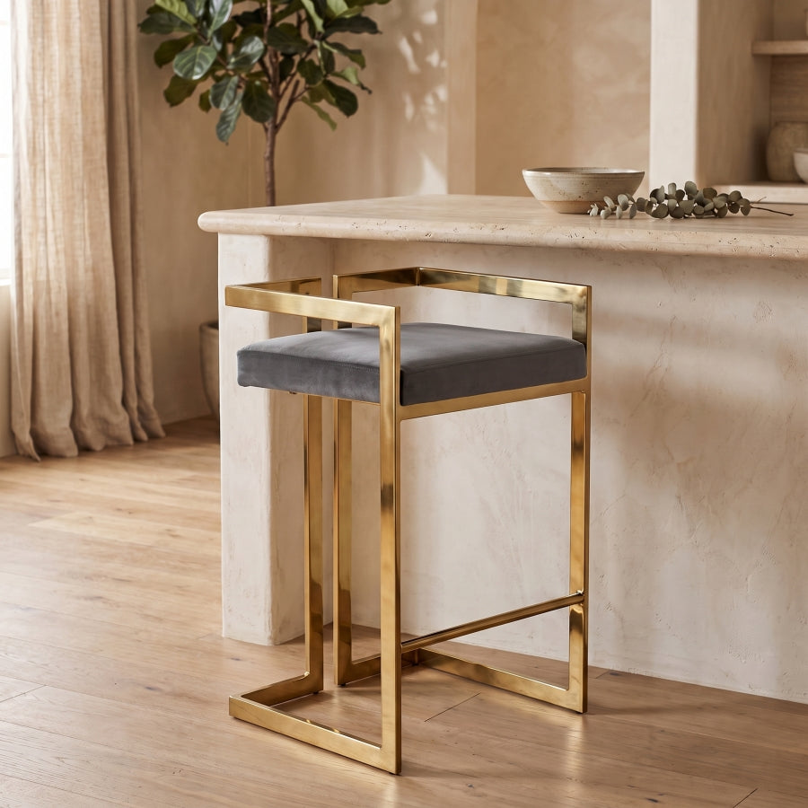 Ezra Velvet Upholstered Counter Stool — 912-C - Grey - 912Grey-C alternate view 1