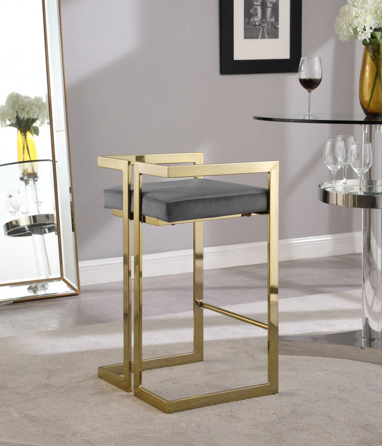 Ezra Velvet Upholstered Counter Stool — 912-C - Grey - 912Grey-C alternate view 4