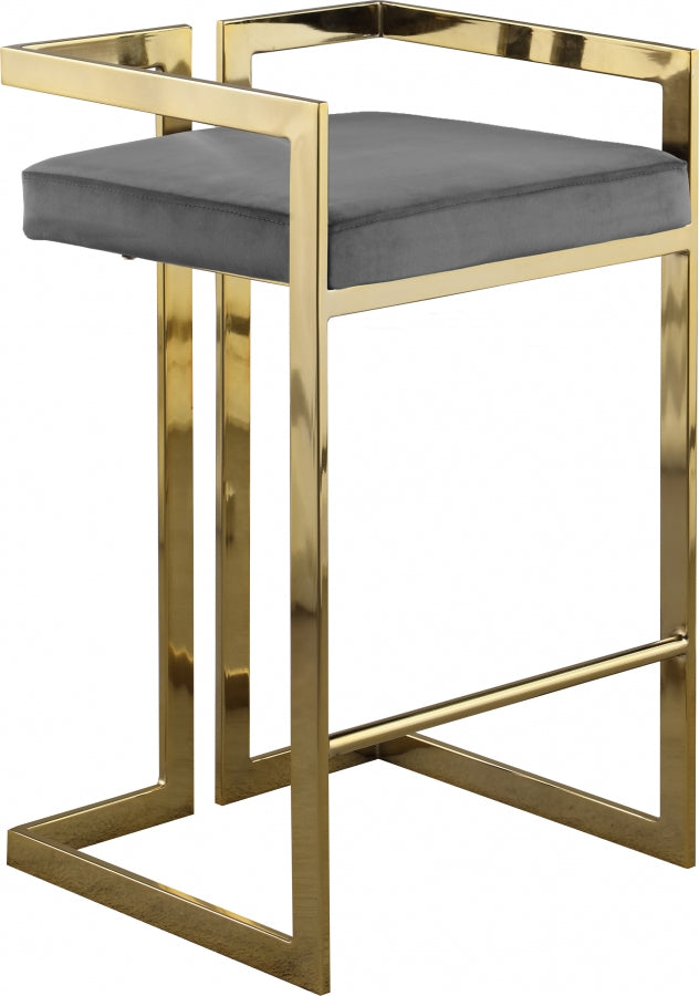Ezra Velvet Upholstered Counter Stool — 912-C - Grey - 912Grey-C