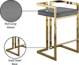 Ezra Velvet Upholstered Counter Stool — 912-C - Grey - 912Grey-C Infographic