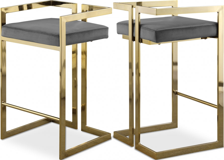 Ezra Velvet Upholstered Counter Stool — 912-C - Grey - 912Grey-C Double Chair