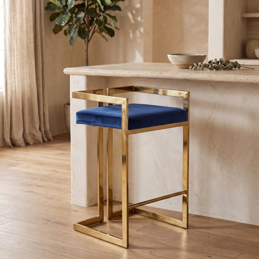 Ezra Velvet Upholstered Counter Stool — 912-C - Blue - 912Navy-C alternate view 1