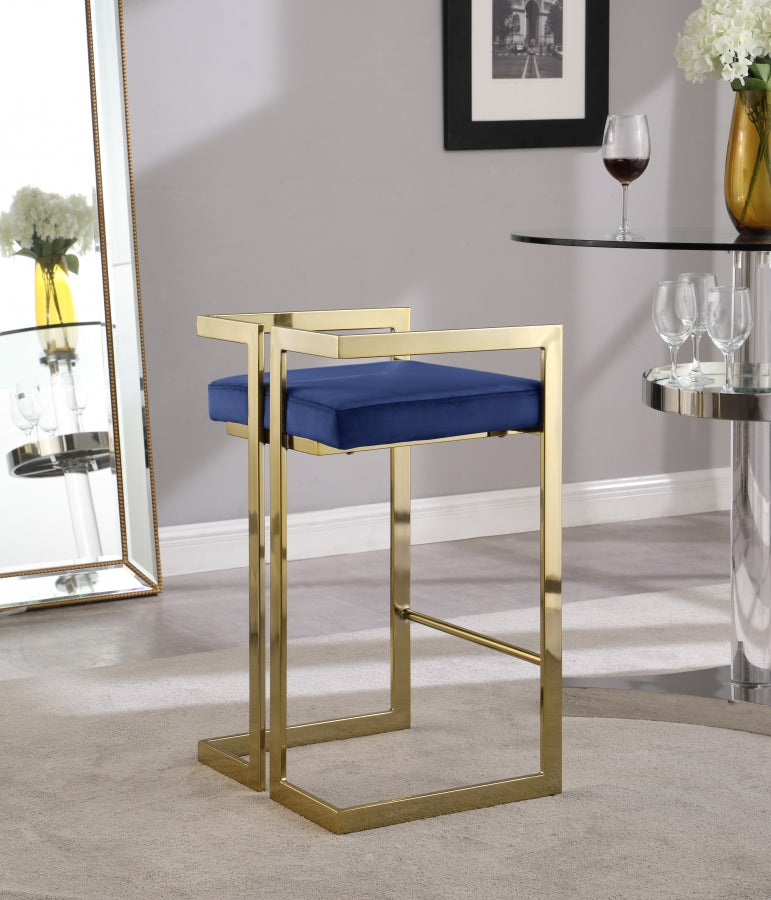 Ezra Velvet Upholstered Counter Stool — 912-C - Blue - 912Navy-C alternate view 4