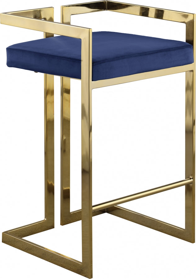 Ezra Velvet Upholstered Counter Stool — 912-C - Blue - 912Navy-C