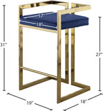 Ezra Velvet Upholstered Counter Stool — 912-C - Blue - 912Navy-C Dim