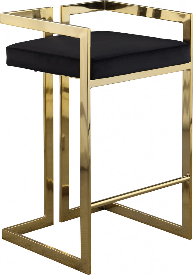 Ezra Velvet Upholstered Counter Stool — 912-C - Black - 912Black-C