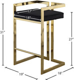 Ezra Velvet Upholstered Counter Stool — 912-C - Black - 912Black-C Dim