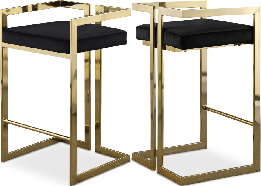 Ezra Velvet Upholstered Counter Stool — 912-C - Black - 912Black-C Double Chair