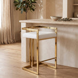 Ezra Vegan Leather Upholstered Counter Stool — 913-C - White - 913White-C alternate view 1