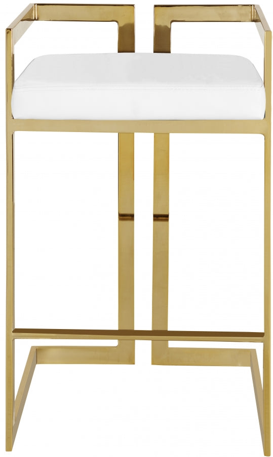 Ezra Vegan Leather Upholstered Counter Stool — 913-C - White - 913White-C alternate view 3