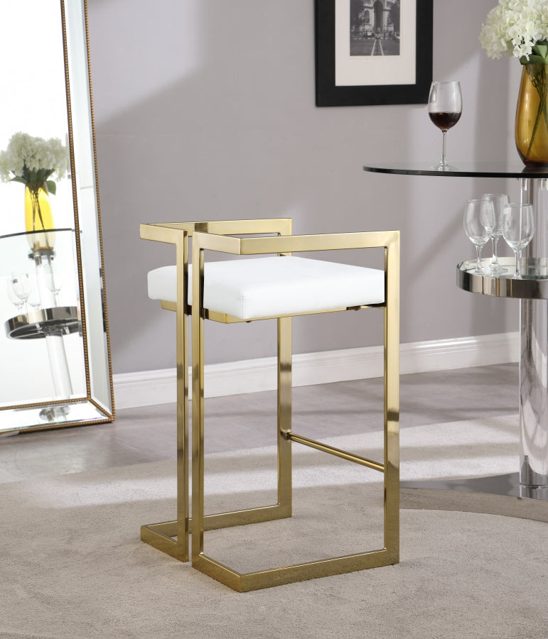 Ezra Vegan Leather Upholstered Counter Stool — 913-C - White - 913White-C alternate view 4