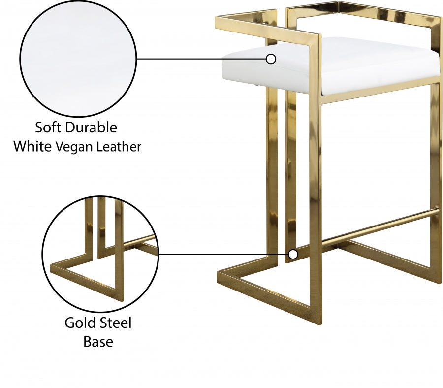 Ezra Vegan Leather Upholstered Counter Stool — 913-C - White - 913White-C Infographic