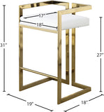 Ezra Vegan Leather Upholstered Counter Stool — 913-C - White - 913White-C Dim