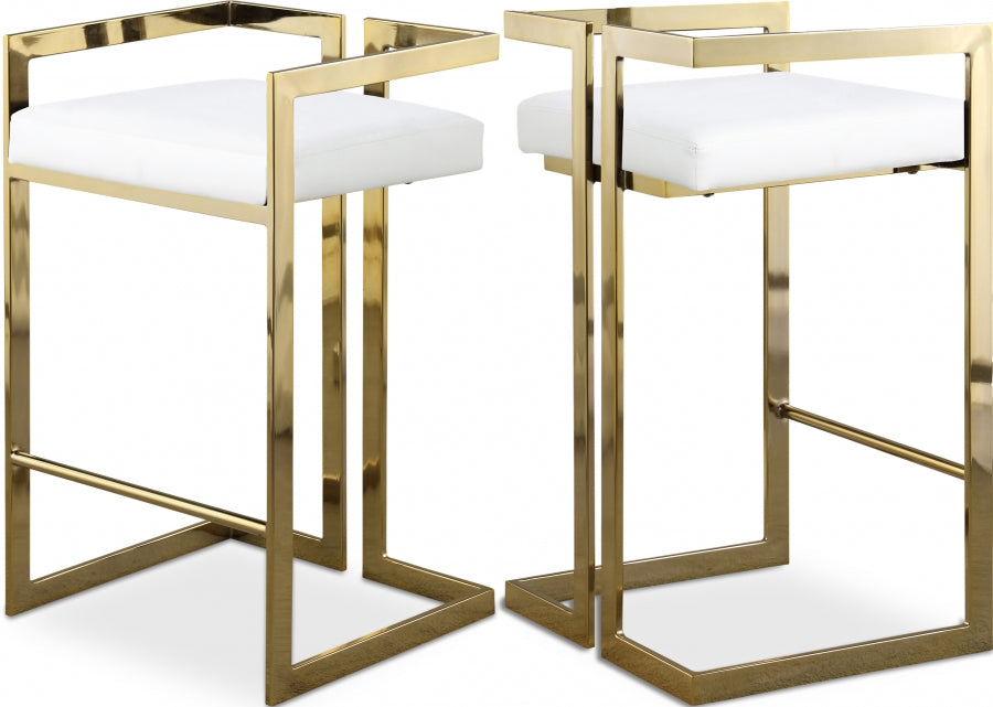 Ezra Vegan Leather Upholstered Counter Stool — 913-C - White - 913White-C Double Chair