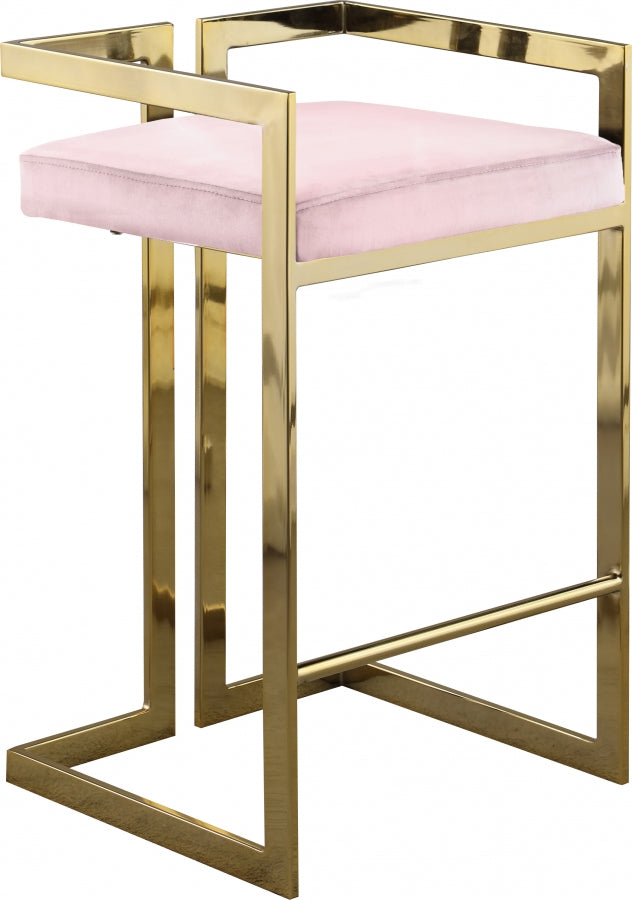 Ezra Velvet Upholstered Counter Stool — 912-C - Pink - 912Pink-C