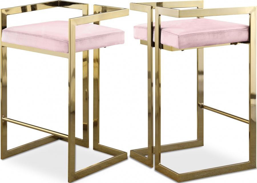 Ezra Velvet Upholstered Counter Stool — 912-C - Pink - 912Pink-C Double Chair