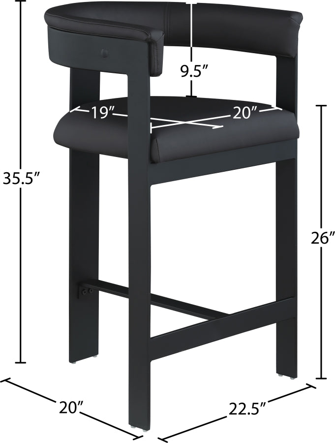Romeo Vegan Leather Upholstered Counter Stool — 414-C - Black - 414Black-C Dim